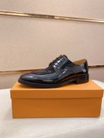 LV Black calfskin Leather Shoes-LV Man Business Leather Shoes